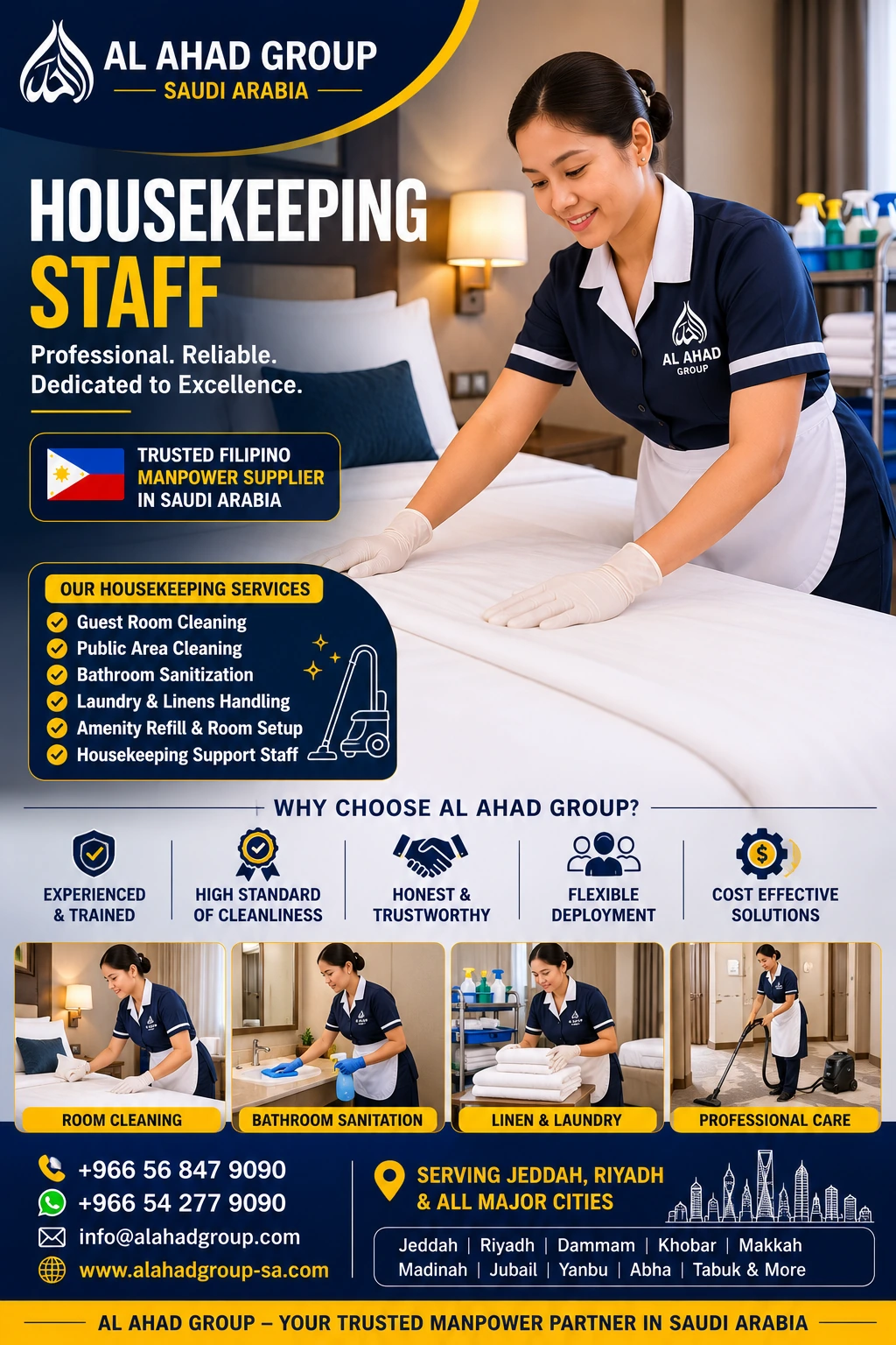 Filipino Hotel Staff in Saudi Arabia for Employer Operations AL AHAD GROUP graphic for filipino hotel staff in saudi arabia for employer operations employer planning in Saudi Arabia