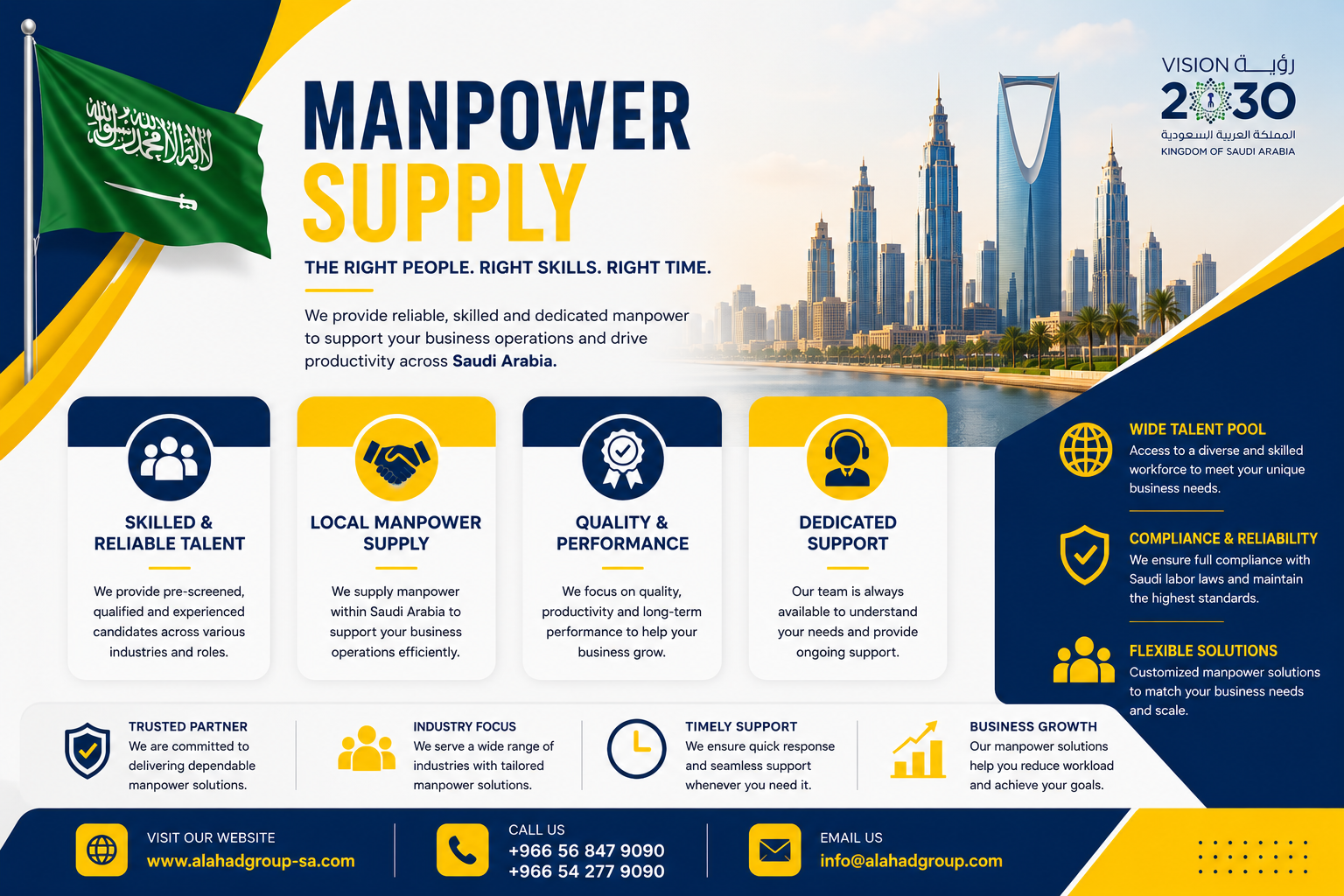 Local manpower supply process in Saudi Arabia by AL AHAD GROUP for skilled workers, reliable talent, compliance, dedicated support, and Saudi Vision 2030 workforce needs